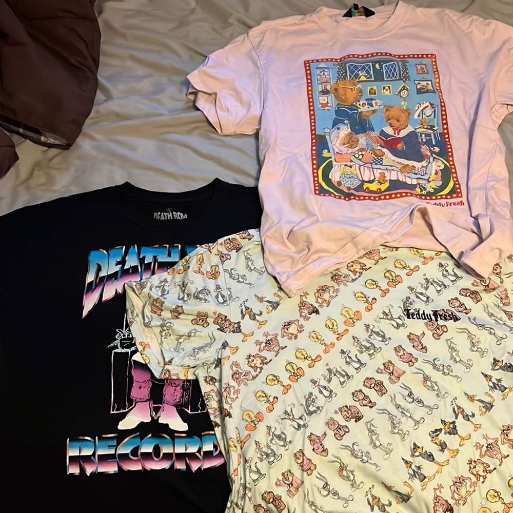 3 shirts. 2 from Teddy Fresh and one from Death row